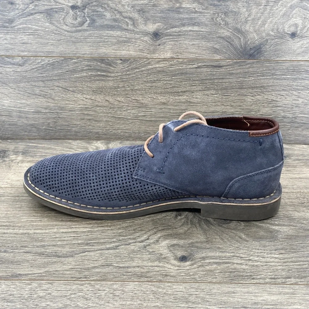 Desert Hill Mens‎ Blue Perforated Suede Leather Chukka Desert Boots Size 12M